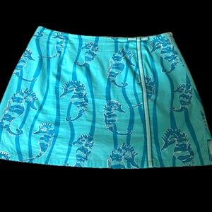 Lilly Pulitzer Blue & Turquoise Seahorse Pattern Skort -Skirt